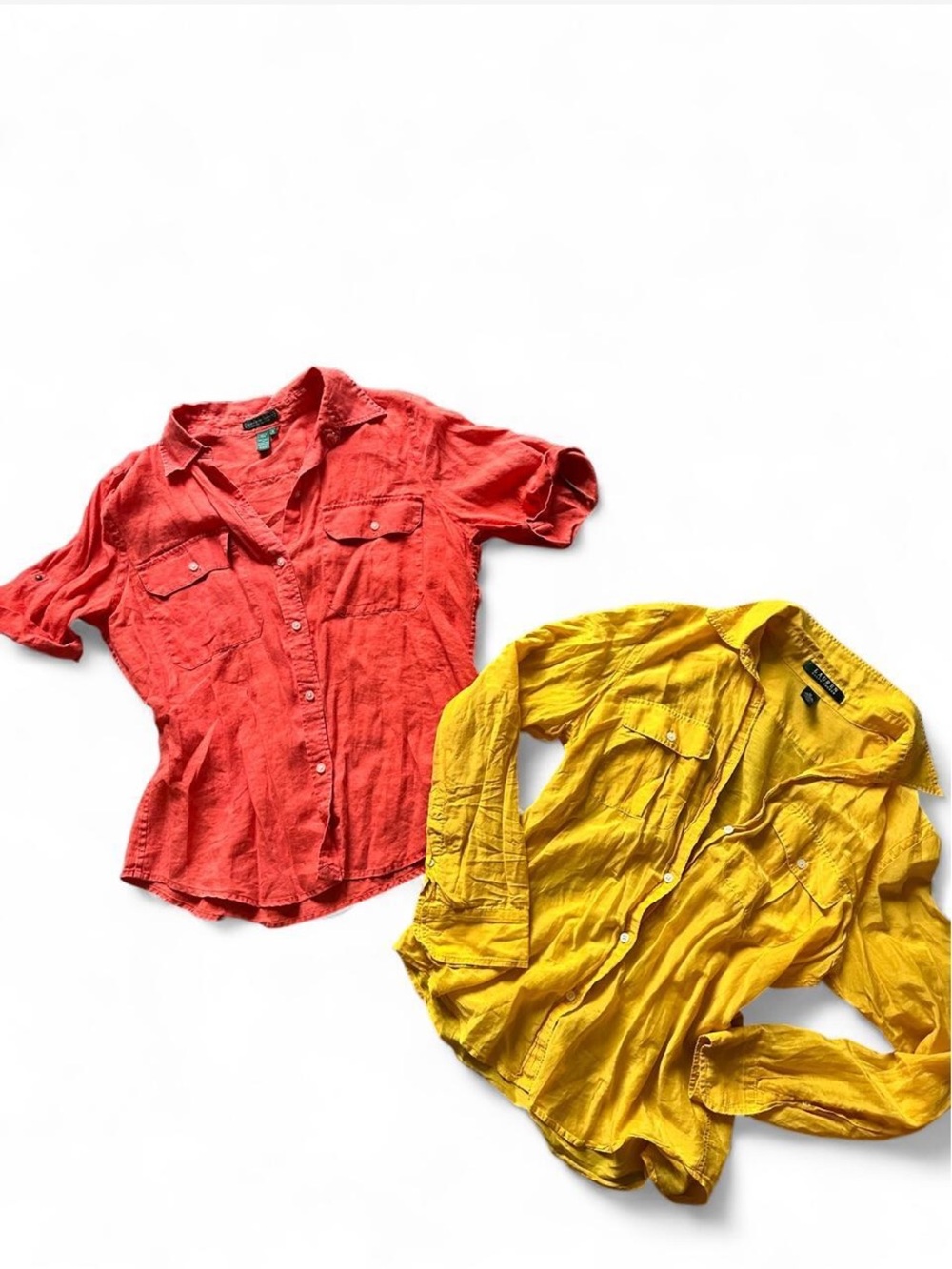 Women’s vintage y2k silk cotton and linen Ralph Lauren button down top bundle